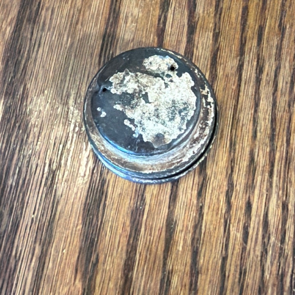 Antique Metal  Lid Replacement 4-Hole Threaded Industrial Salvage